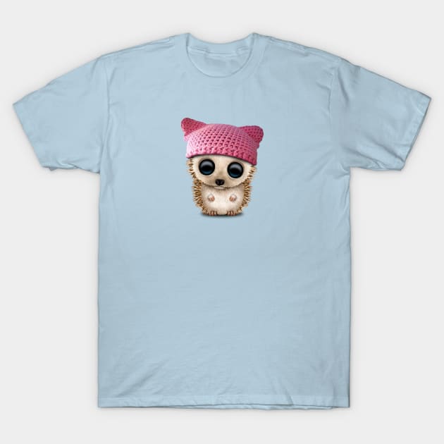 Cute Baby Hedgehog Wearing Pussy Hat T-Shirt by jeffbartels